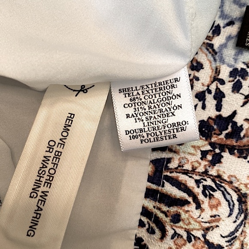 Ann Taylor Petite Blue Cream Floral Leaf Paisley Print 6P Cottagecore Mini Skirt - Picture 10 of 11